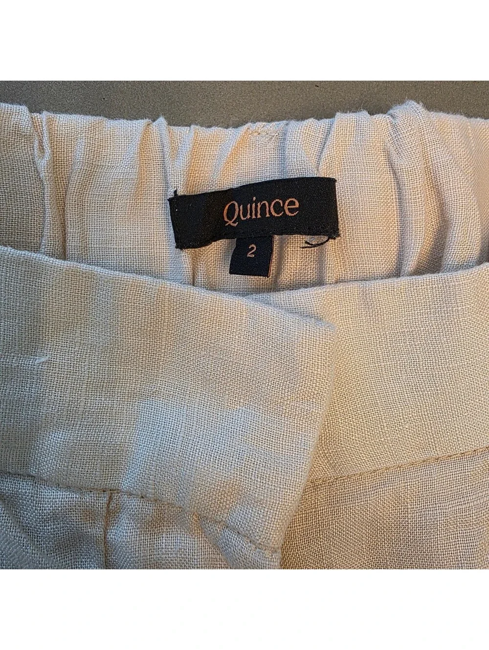 Quince 100% European Linen Pleated Trouser Size 2 Cream Lightweight